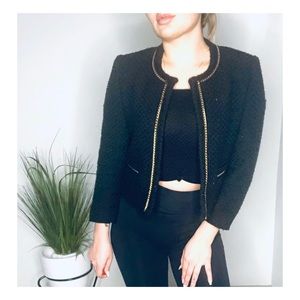 Cutesy Gold Trim Crop Jacket
